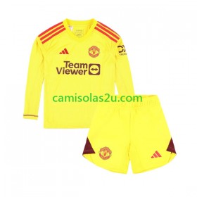Camisolas de futebol Manchester United Guarda Redes Criança Equipamento Principal 2023/24 Manga Comprida